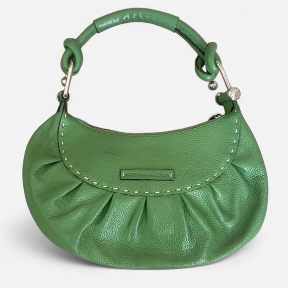 BCBGMaxAzria Handbags - BCBGMaxAzria Y2K Pebbled Leather Crescent Baguette Hobo Purse Shoulder Bag